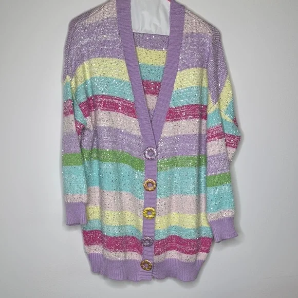 OLIVIA RUBIN Purple and Pink Cardigan Sweater XS - Picture 3 of 7